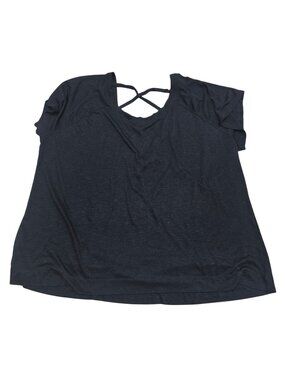Black Short Sleeve Top With Crisscross Back Detail Lightweight Women's Size 4X